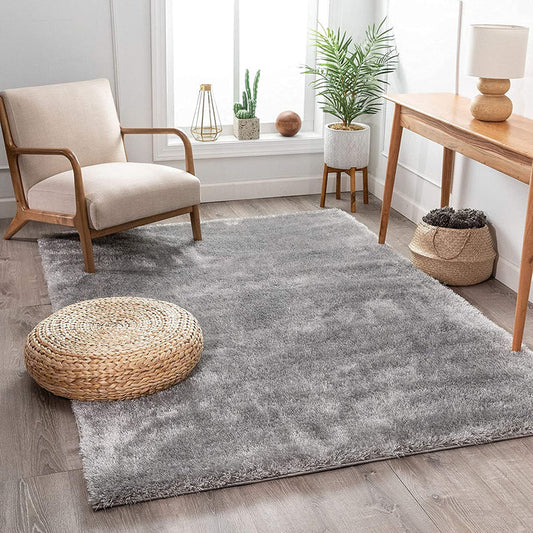 Premium Microfiber Shaggy Area Rug – Ultra Soft Fluffy Silver Carpet Mat for Living Room & Bedroom Floor Decor