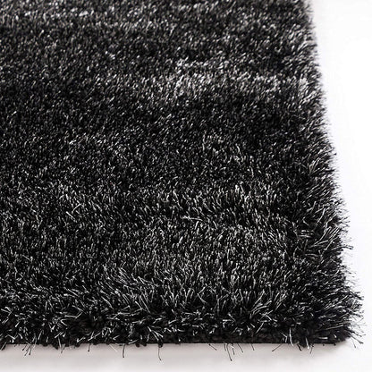 Premium Ultra-Soft Black Microfiber Shaggy Rug – Luxury High-Pile Fluffy Area Carpet for Living Room, Bedroom & Office Floor Decor