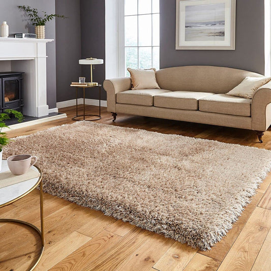 Premium Beige Microfiber Shaggy Carpet – Super Soft Fluffy Area Rug for Living Room & Bedroom