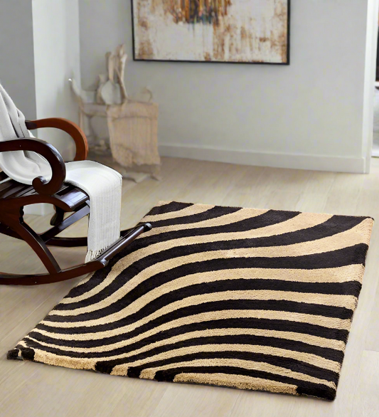 Beige & Brown Modern Latest shaggy Area Rug