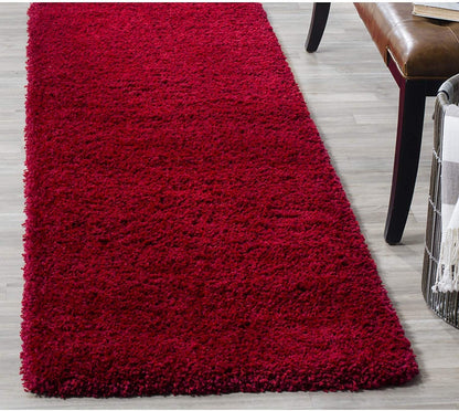 Premium Red Microfiber Shaggy Area Rug – Ultra-Soft High-Pile Fluffy Carpet for Living Room & Bedroom