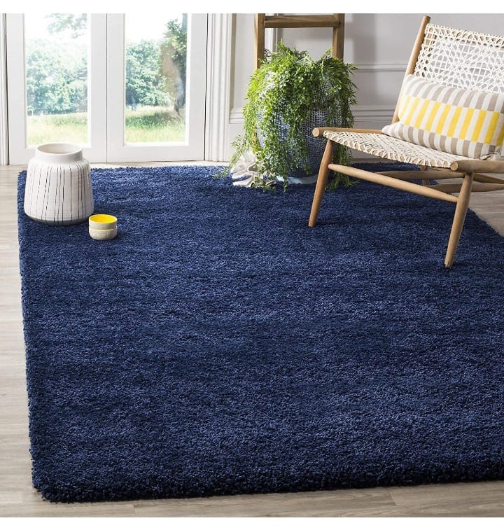 Premium Microfiber Navy Blue Shaggy Carpet – Ultra Soft Plush Area Rug for Living Room, Bedroom & Home Decor