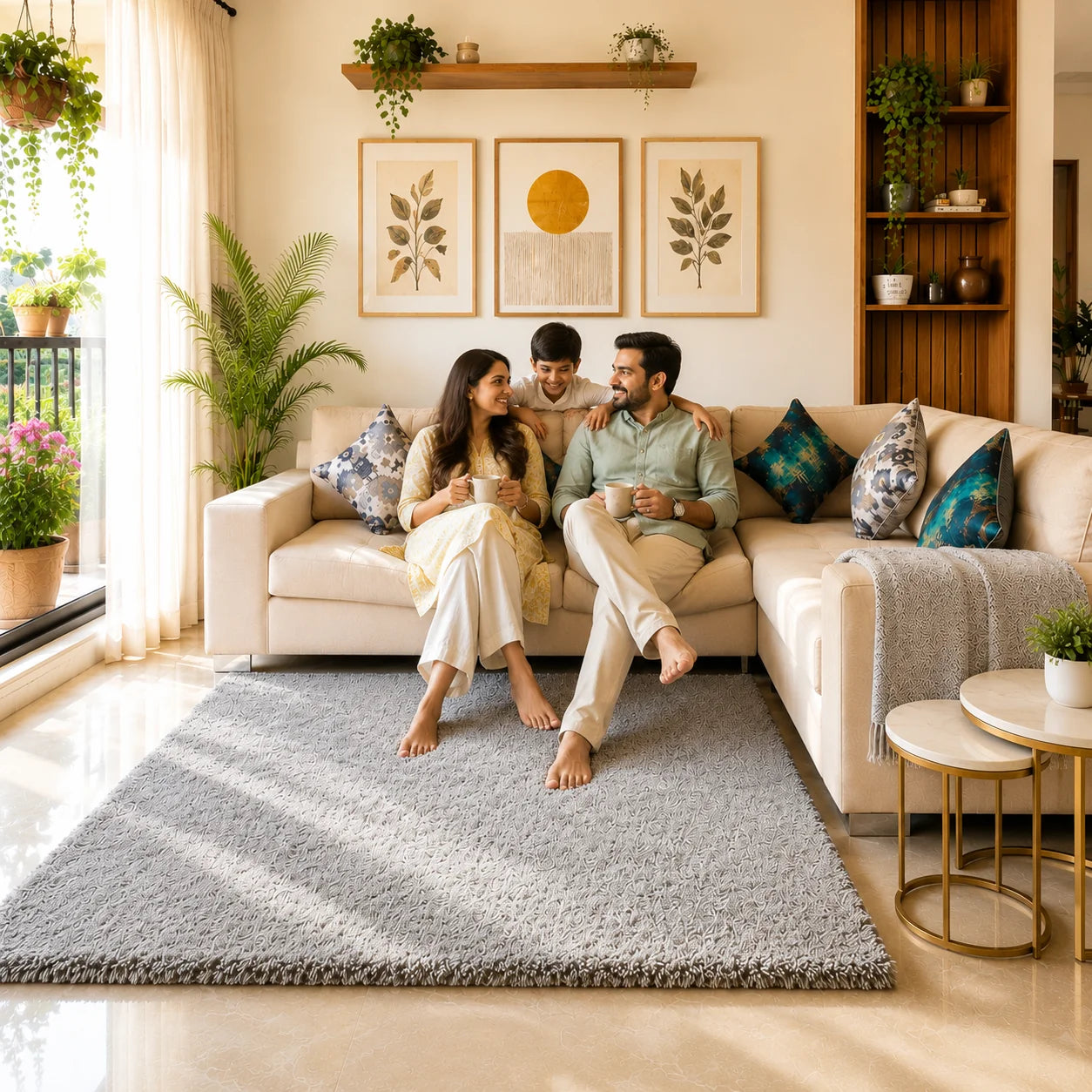 Premium Plain Silver Shag Area Rug – Luxuriously Soft Microfiber Floor Carpet Mat for Home Decor