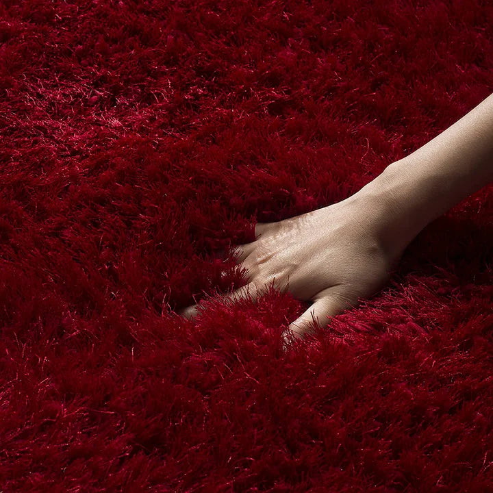 Premium Red Microfiber Shaggy Area Rug – Ultra-Soft High-Pile Fluffy Carpet for Living Room & Bedroom