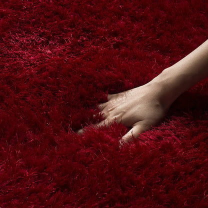Premium Red Microfiber Shaggy Area Rug – Ultra-Soft High-Pile Fluffy Carpet for Living Room & Bedroom