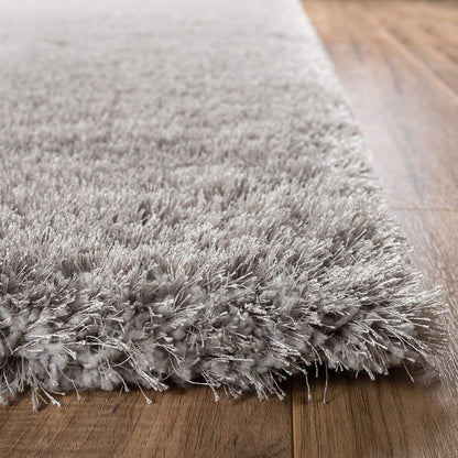 Luxury Soft Microfiber Shag Carpet – Plain Silver Grey Non-Slip Area Rug for Home Decor, Soft Velvet Touch Floor Mat