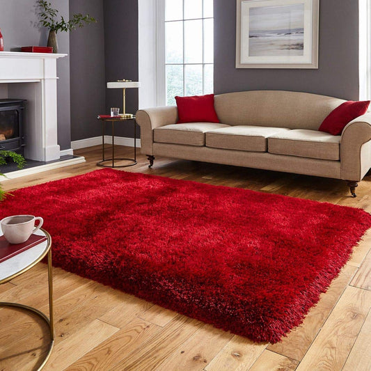 Premium Red Shaggy Carpet – Ultra Soft Microfiber Fluffy Floor Mat & Area Rug for Living Room & Bedroom