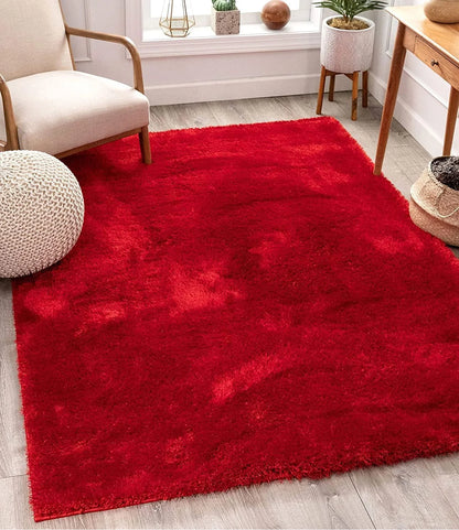 Premium Red Shaggy Carpet – Ultra Soft Microfiber Fluffy Floor Mat & Area Rug for Living Room & Bedroom