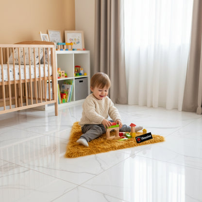 Golden Triangle Faux Fur Rug, Luxury Fluffy Mat -(90×90) cm