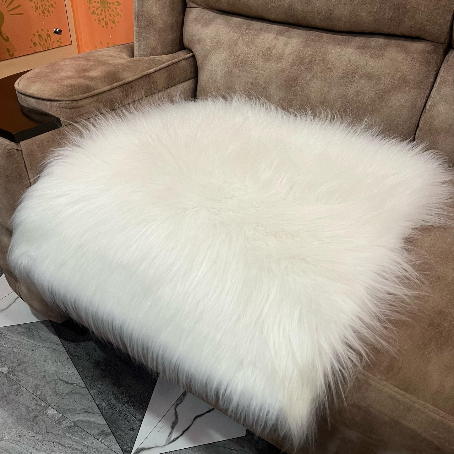 White Faux Fur Sofa Mat , Door mat, Luxury Fluffy Mat – 60×60 cm ( 2 Feet x 2 Feet )