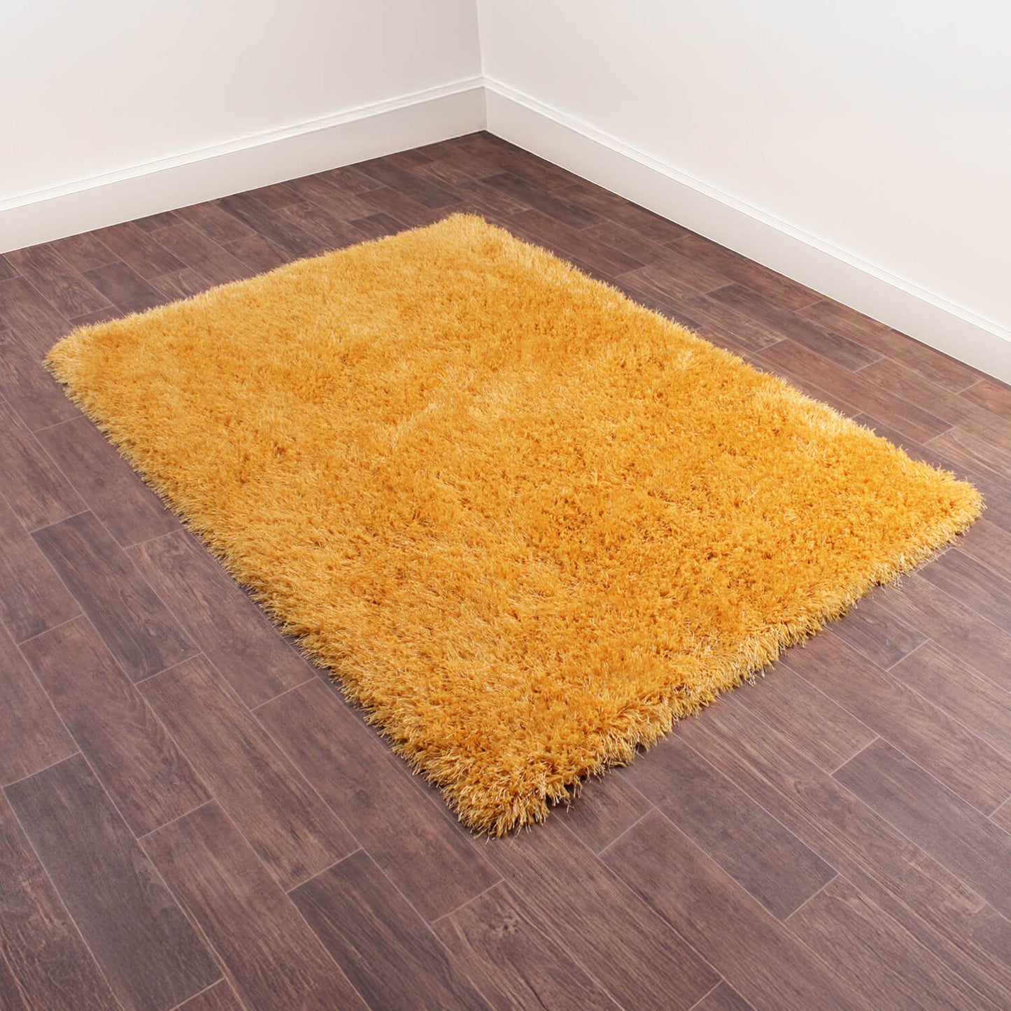 Luxury Solid Yellow Shaggy Carpet – Soft High-Pile Microfiber Floor Rug for Living Room & Bedroom