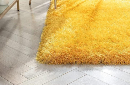 Luxury Soft Yellow Shaggy Area Rug – Ultra Plush Microfiber Fluffy Carpet for Living Room, Bedroom, and Guest Room – Non-Slip Cozy High-Pile Floor Mat