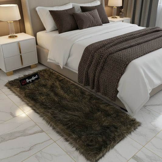 Animal Faux Fur Bedside Runner, Luxury Fluffy Mat – 60×150 cm