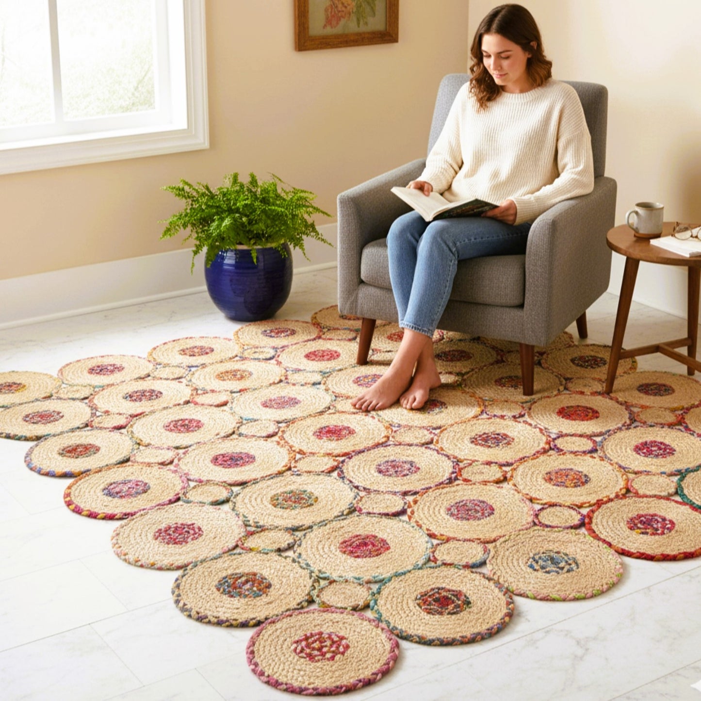 Modern Tikki Cotton With Natural Jute