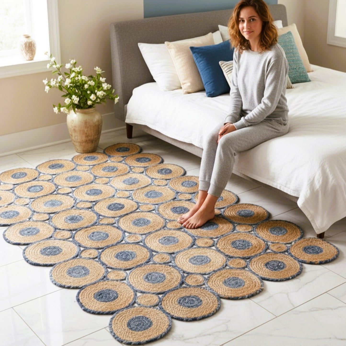 Modern Tikki Denim With Natural Jute