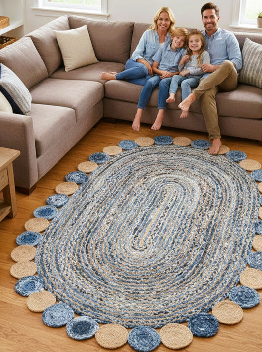 Denim Small Round & Natural Jute Oval