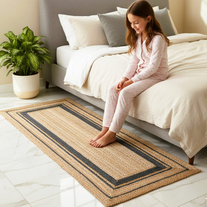 Black Design Jute Bedside Runner
