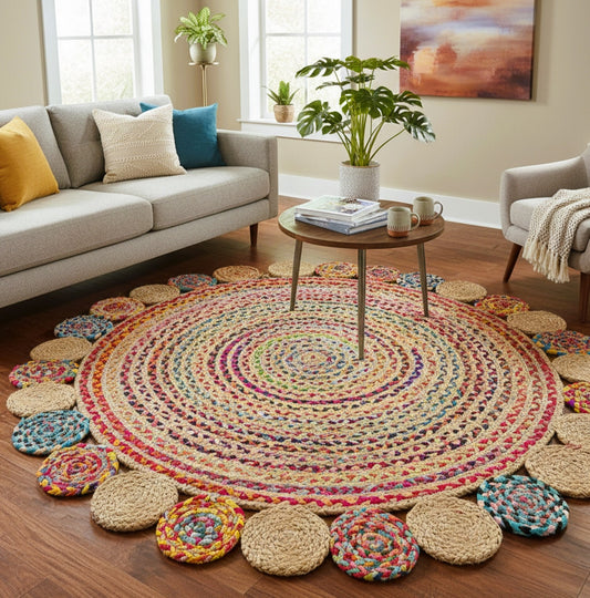 Modern Design Cotton With Jute Round