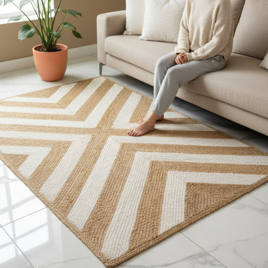 White Cotton With Natural Jute